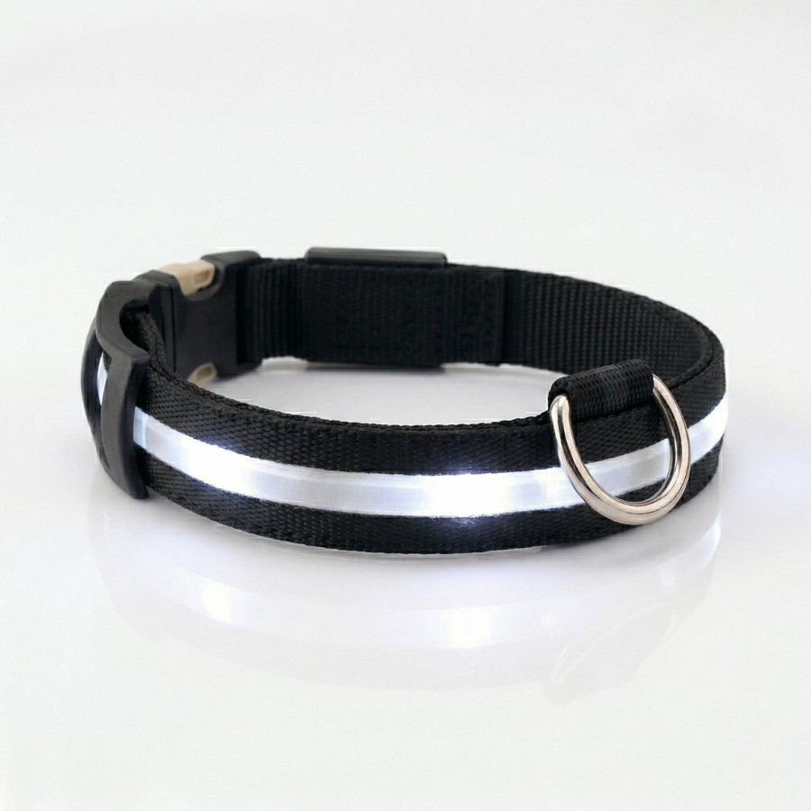 Collier Lumineux Chien LED Nylon Sécurité Nocturne